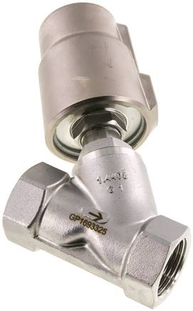 Vanne à tête inclinée inox à commande pneumatique