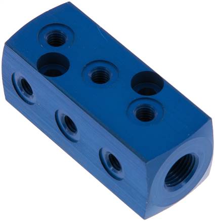 Bloc de distribution 1 x G 1/8"-9x M 3, Aluminium