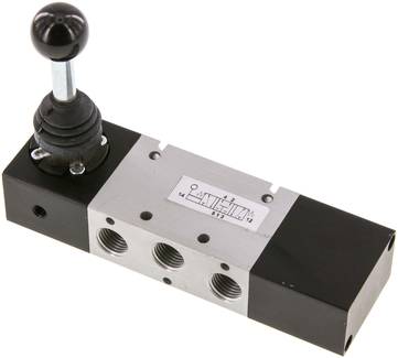 Vanne 5/3 voies à levier basculant G 1/8 a 1/4", Position ce