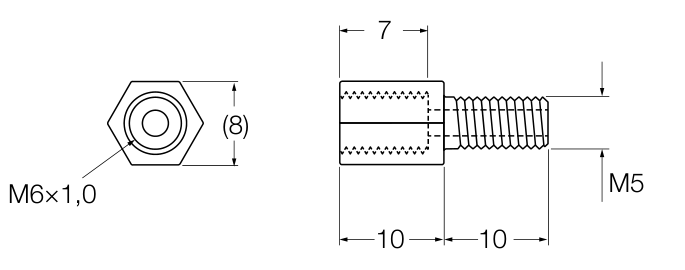 Schéma fabricant du connecteur droit de lubrification pour chariots LLT de taille 25 (VN-UA-M5-10-01).