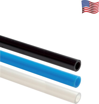 Illustration de famille : tubes PA en pouces noirs, bleus et naturels