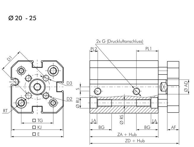 Plan de famille SFSA, alésages 20 et 25 mm, avec plateau antirotation