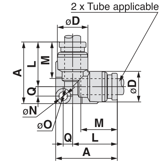 SMC KQB2L coude union — schéma constructeur exact