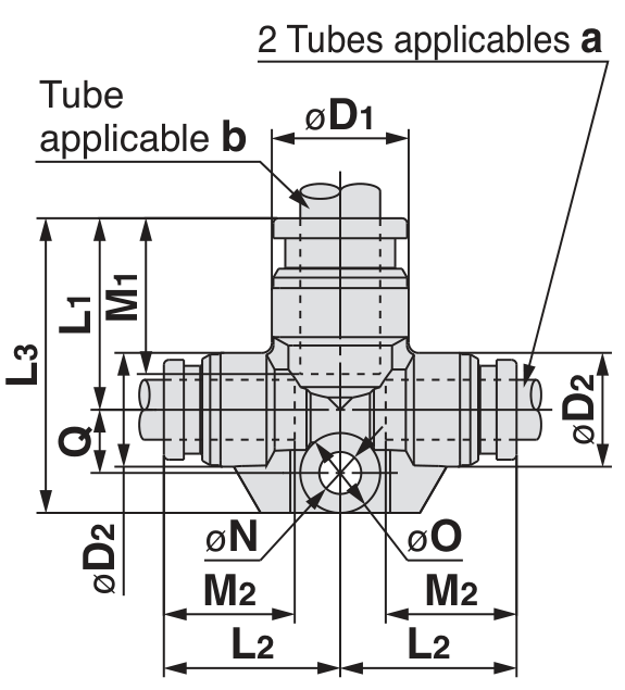 SMC KQB2T réduction en T — schéma constructeur exact