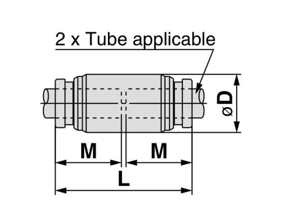 Schéma constructeur de l’union droite inox 316 SMC KQG2H-00